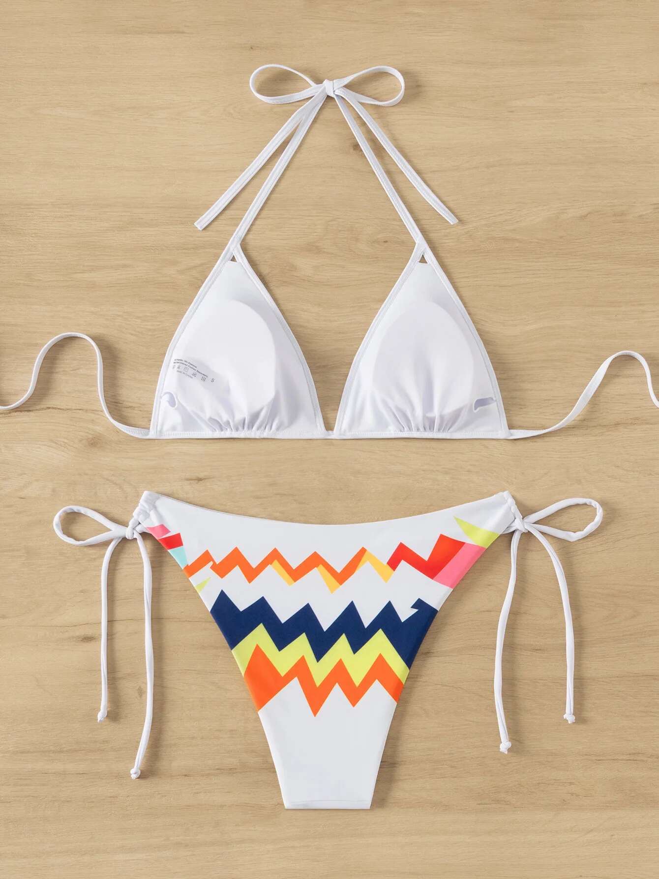 Dongdumaoyi Sexy White Geometry Print Swimwear Women New In Colorful Push Up Drawstring Side Thong Swimsuit Beach Bathing Suit Bikini