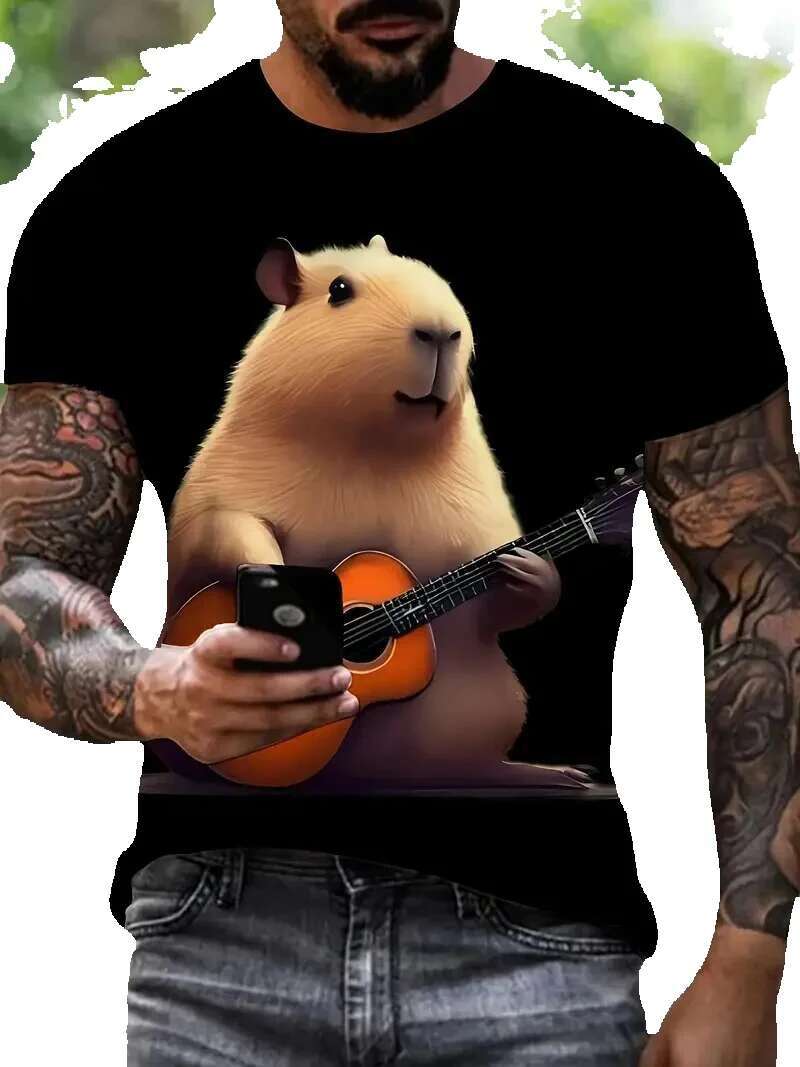 3D Printing Fun Pattern Men's and Women's T-shirts Cute Animals Capybara Summer Casual Fashion Loose Children's T-shirt Top