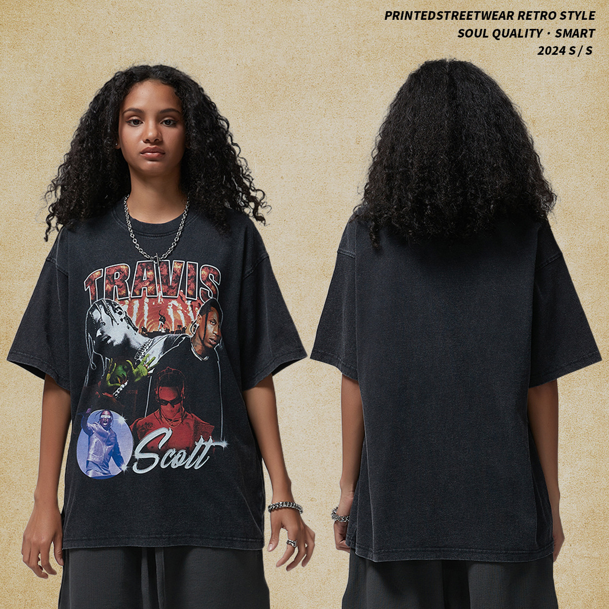 Men's Wear | 2025 Spring/Summer New Printed T-shirt for Men, Washed and Used Loose Street Trendy Brand T