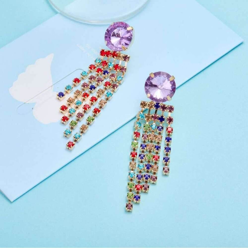 Fresh and Sweet Natural Camellia Wave Tassel Shaped Mixed Color Water Dia Earpin Earrings in Light Purple