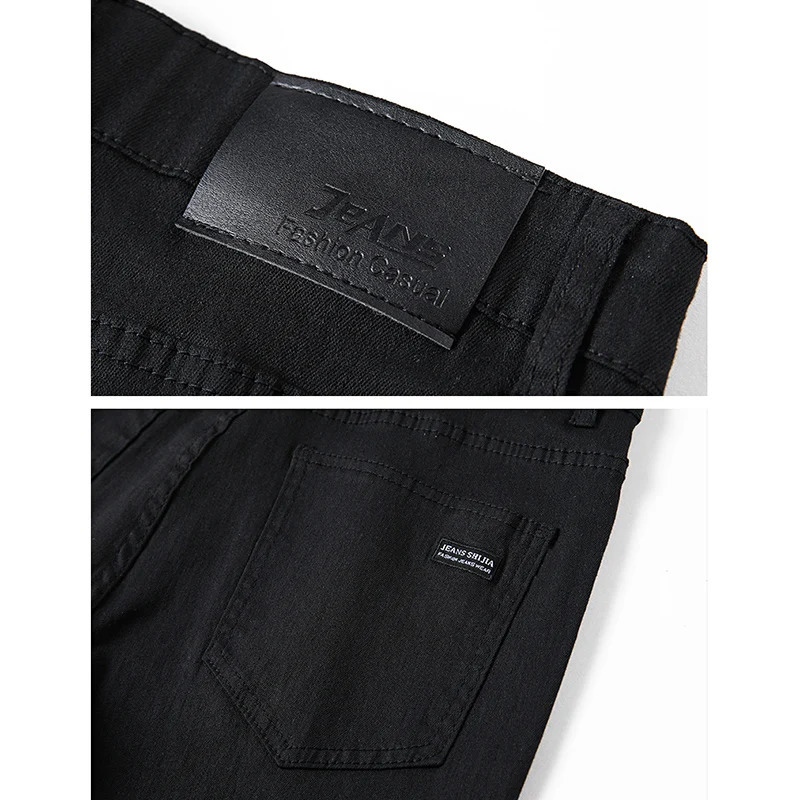 Mens highquality fashion denim pants mens Japanese slim fit streetwear casual jeans young and trendy classic black Trouser 250401