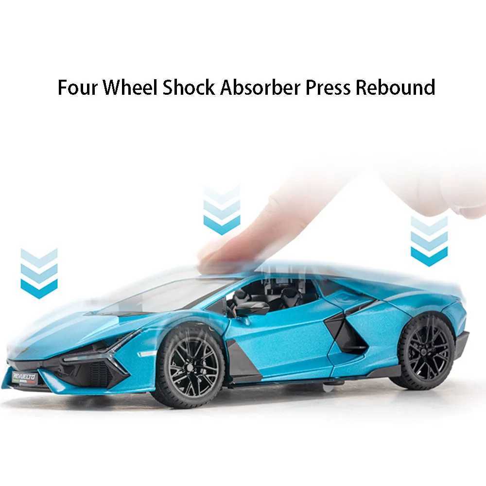 1 24 REVUELTO alloy die-casting model car toy sports 4 doors open rally backlight racing festival boy giftXJ250407