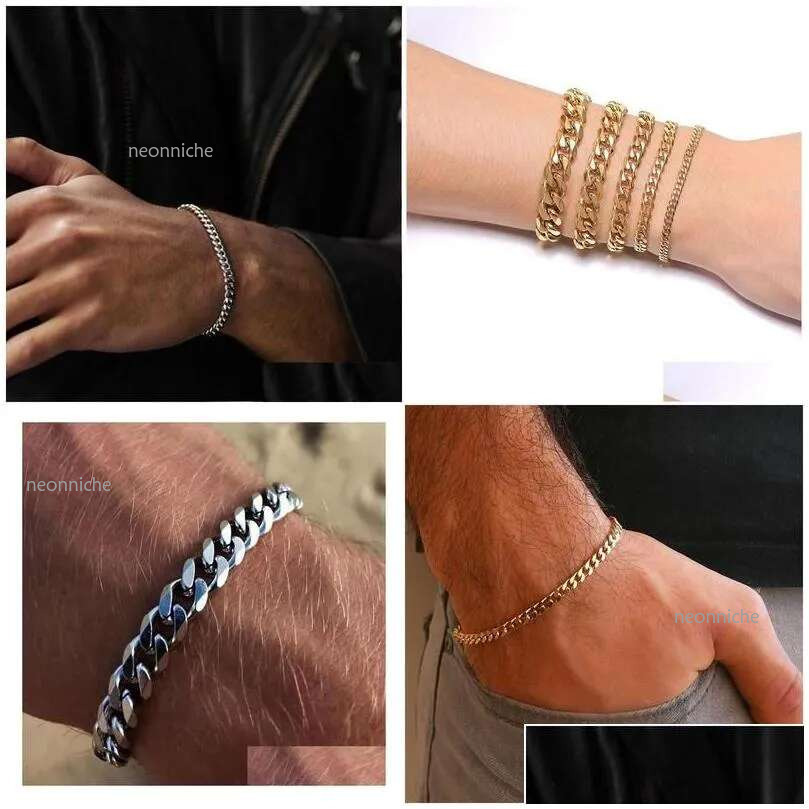 20MM Chunky Miami Cuban Bracelet For Men Stainless Steel k Wristband Classic Punk Heavy Male Jewelry Drop Delivery Ot2