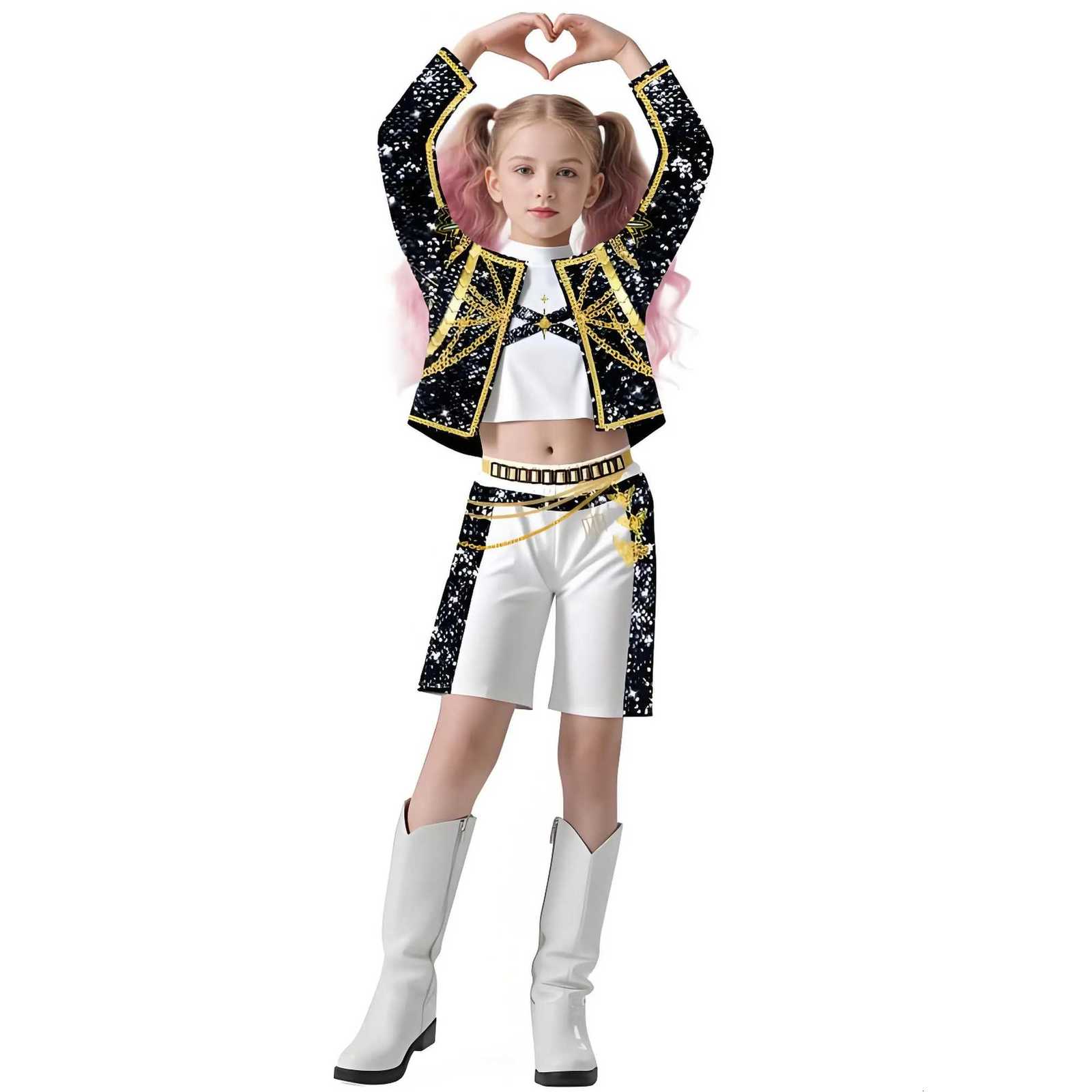 Hot Movie KPop Demon Hunters Costume Girl Cosplay KPop Singers Dance Role Halloween Demon Outfits Top Pants Accessories Set W251107