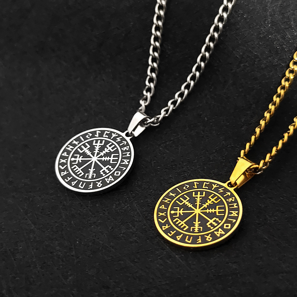 Hot selg Nordic Mythical Stainless Steel Pendant Viking Pirate Compass Men's and Women's Jewelry Talisman
