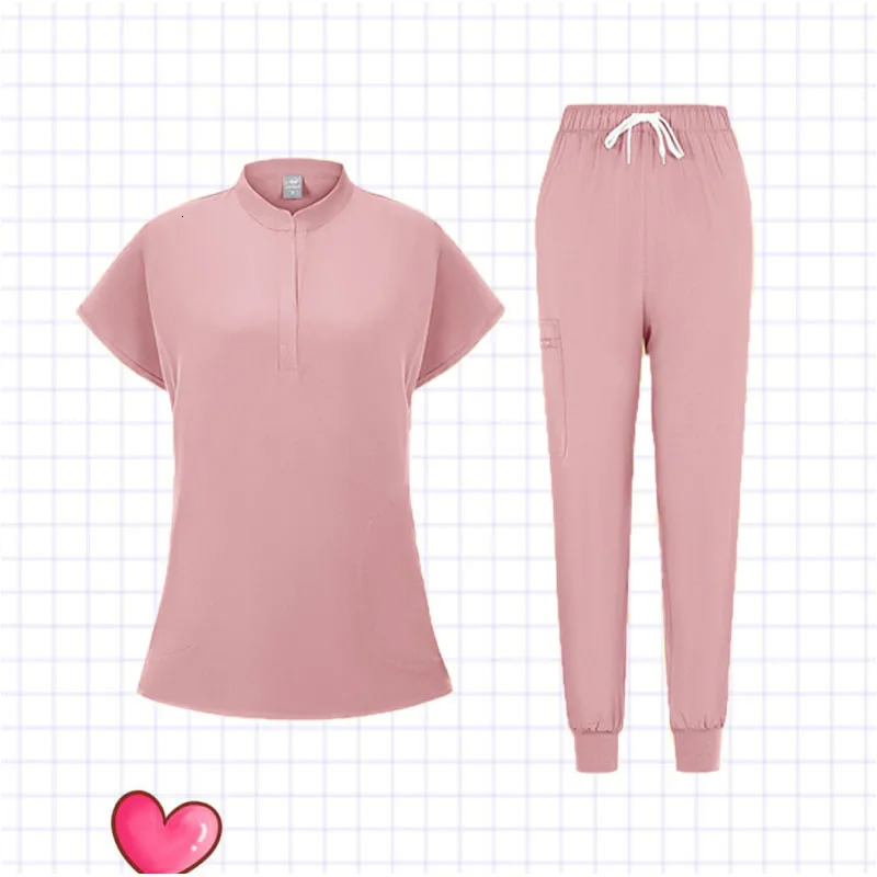 2025 Nurse Uniforms V-neck Top Jogger Pants Scrub Sets Workwear Dentist Nursing Suit Hospital Doctor Outfit 250402