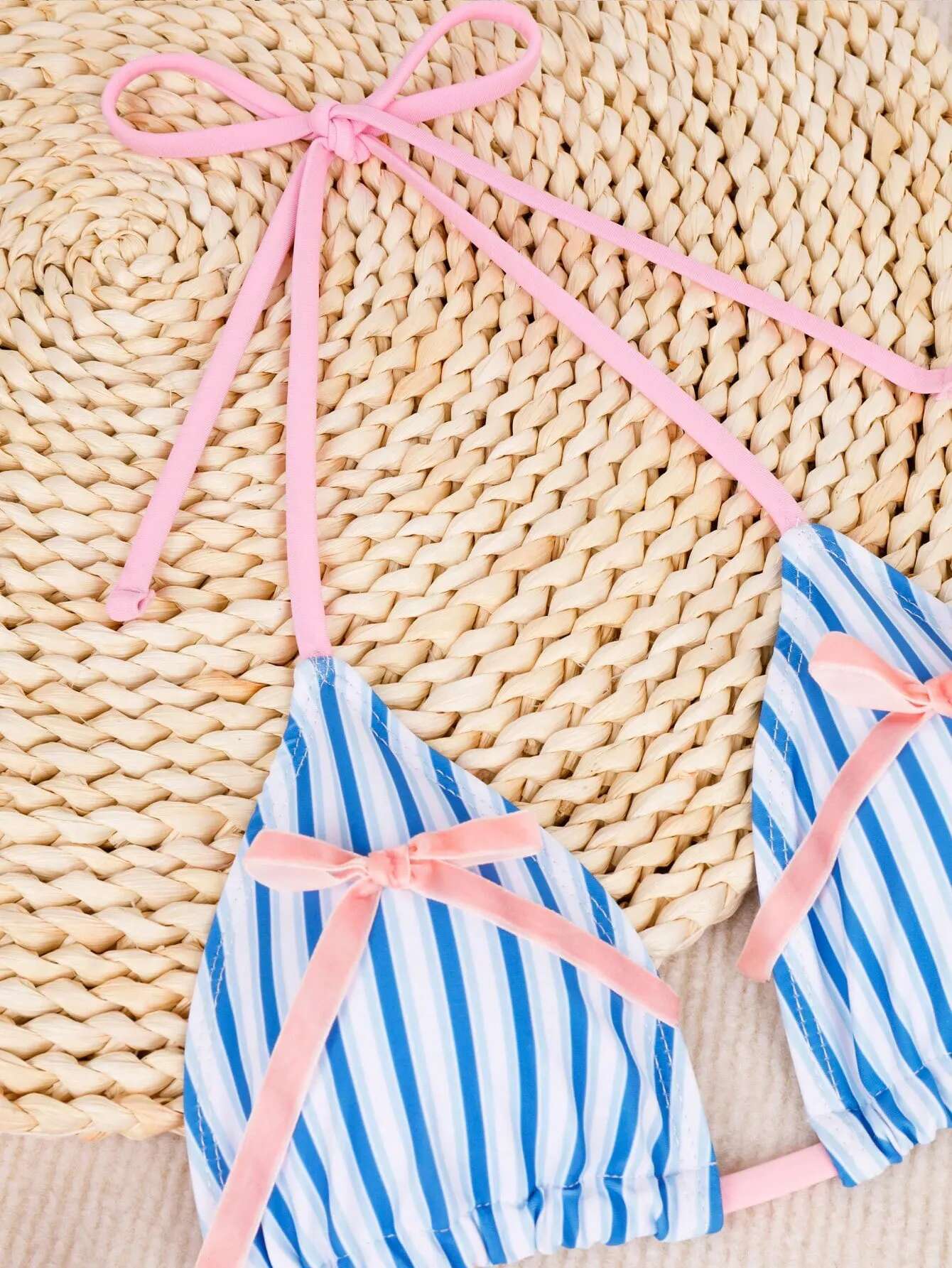 Dongdumaoyi Sexy Striped Bikini Women Pink Tie Bow Push Up Micro Swimsuit Brazilian Beach Bathing Suit Mini Swimwear Traje De Ba O
