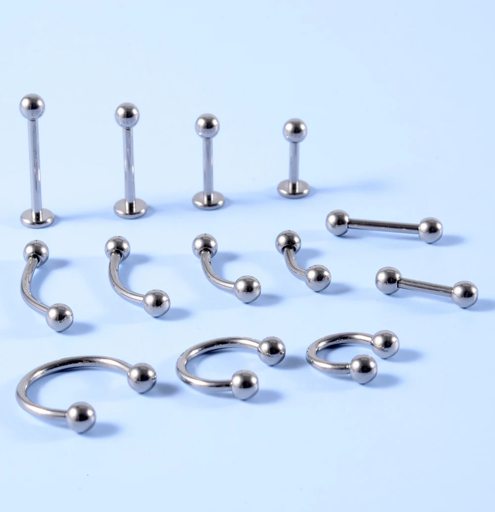 30PCS G23 Solid Labret Lip Ring Ear Tragus Cartilage Ring Horseshoe Barbell Eyebrow Ring Piercing Jewelry 250403