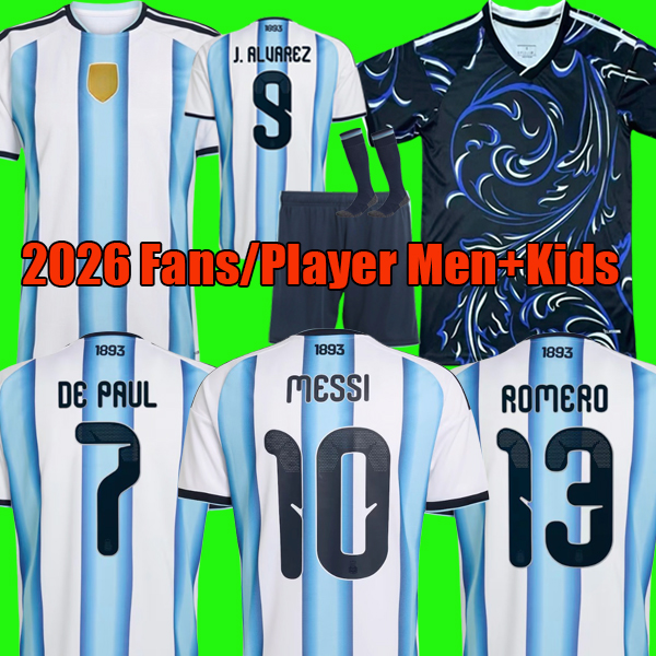 2026 World Cup Argentina messis Fans player version 3 stars soccer Jerseys 50th anniversary football shirt Mens Kids kit sets