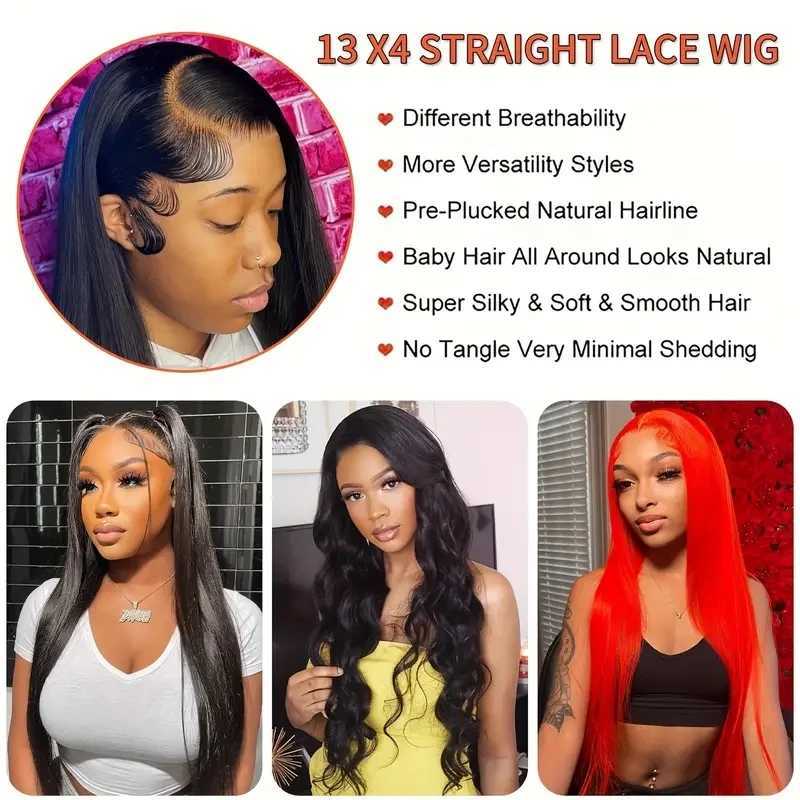 13x6 Straight HD Transparent Lace Frontal Human Hair Wigs 250 Density Pre PluCKed Hair 5X5 Glueless Human Hair Wigs W251107