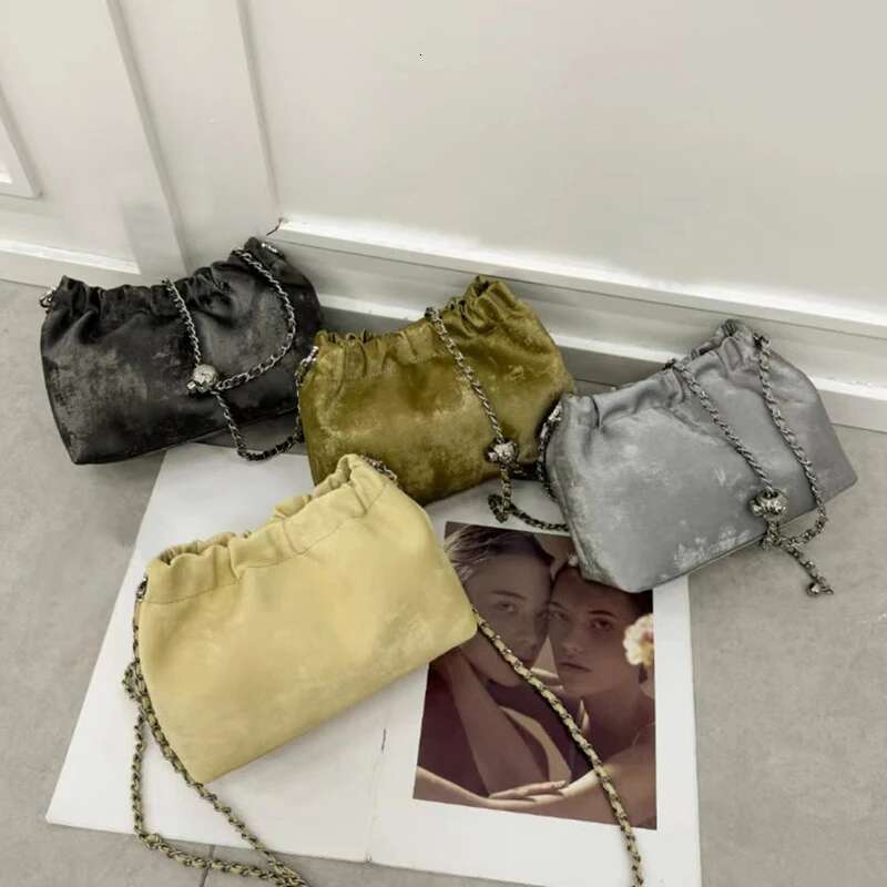 Summer New Women Chain Messenger Female Soft Split Leather Fashion Bucket Shoulder Lady Casual Crossbody Bag