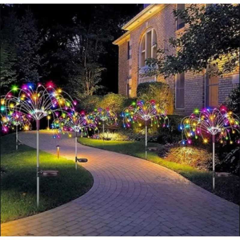 Solar Firework Fairy Lights 60 LED Outdoor Garden Decoration 8 Flashing Modes Lawn Pathway Lights Patio Party Christmas Wedding W251107