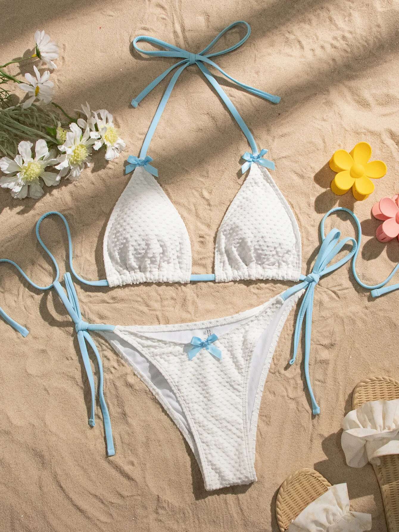 Dongdumaoyi Sexy Bow Strap Bikinis Sets Women Halter Push Up Bra Tie Side Bandage Thong Swimsuit Brazilian Beach Bathing Suit Swimwear