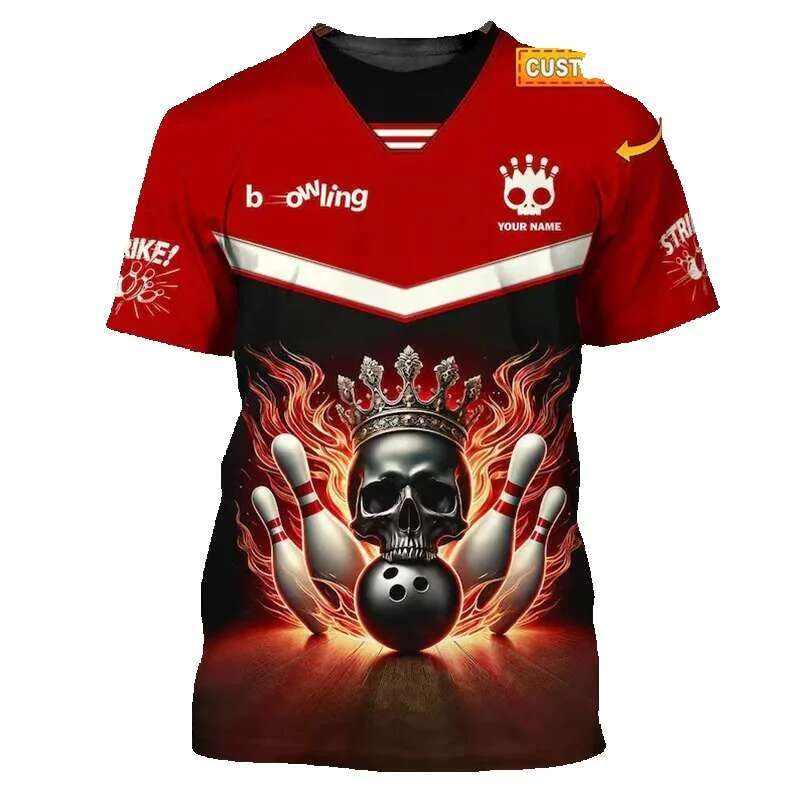Customized name Bowg funny men's cool DIY personalized printing design short sleeved skeleton summer fashion T-shirt top