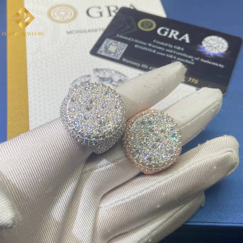 Fashion HipHop Style Moissanite Ring Men VVS Moissanite Ring Jewelry Gift 925 Sterling Silver Moissanite Ring Past Diamond Test