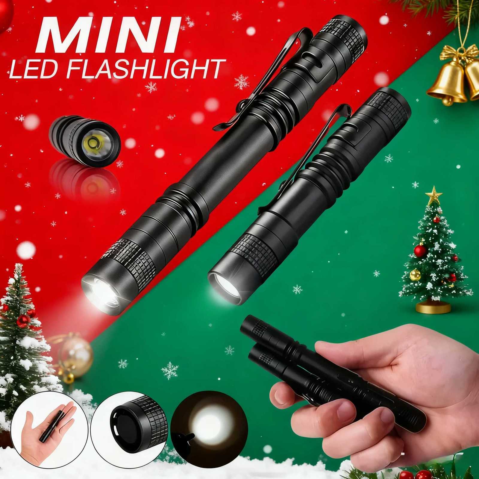 300LM Mini LED Flashlight Portable Aluminum Alloy Pen Light with Clip for Camping Hiking Emergency Dentist Nurse ExaminationW251106