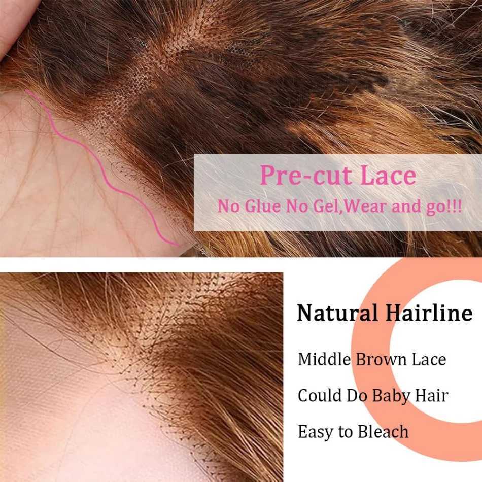 Bob Wig Human Hair 100 Highlight Ombre 5X5 Hd Lace Closure Wig Curly Short Blonde Colored Glueless Deep Wave Frontal Wigs W251107