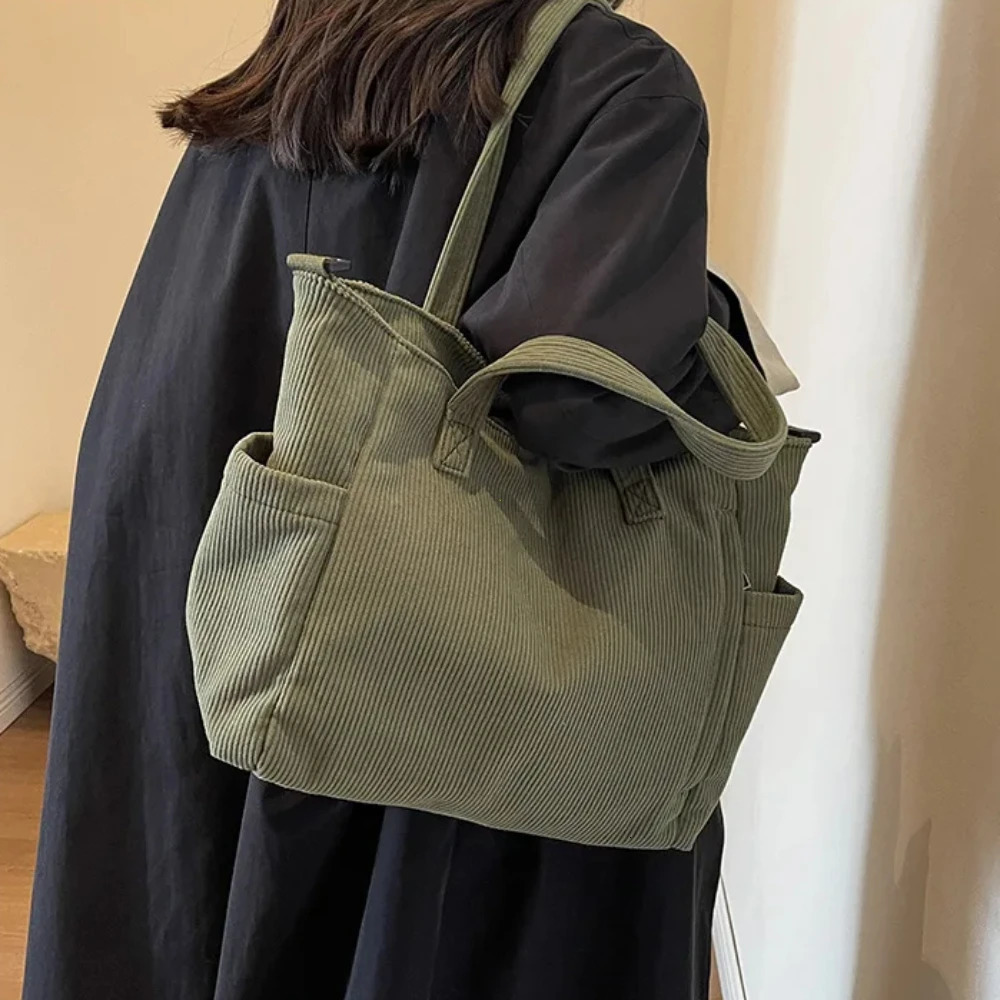 Fashion Versatile Shoulder Bag College Wind Commuting Corduroy Square BagUnisex Large Capacity Leisure Portable Crossbody Bag250403