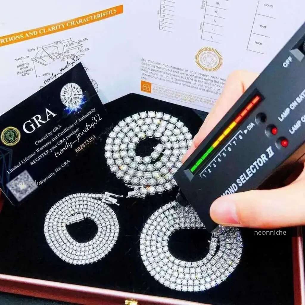 Designer Jewelry Sterg Vvs Tennis Iced Out Chain Dia Necklace Chains for Women Men Moissanite Sier Necklaces