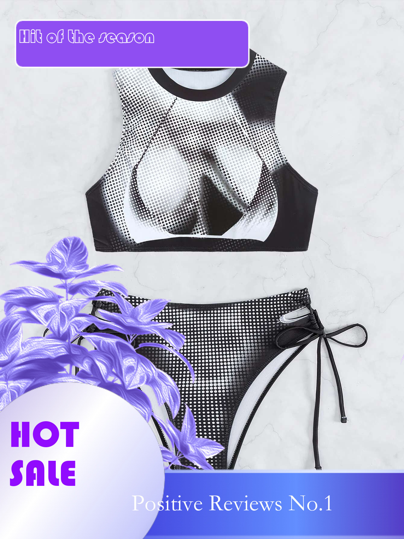 Dongdumaoyi Sexy Black White Dot Bikini Set Women Sport Vest Hollow Out Drawstring High Waist Swimsuit Beach Bathing Suit Swimwear