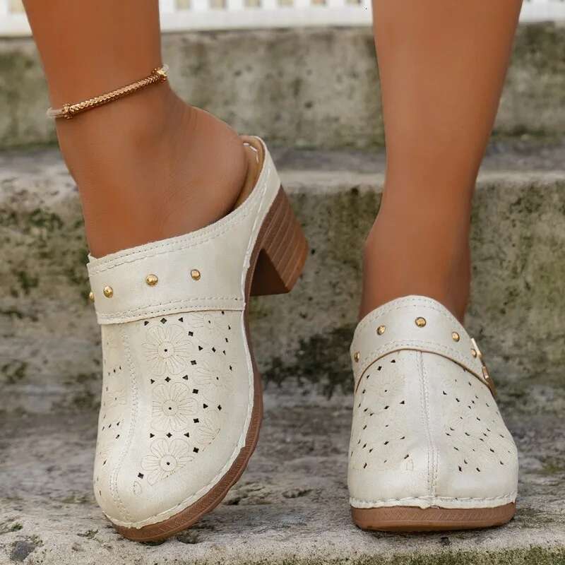 Shoes 2024 Sgbacks Women's High Heels Fashion Metal Decoration Dress Pumps New Plus Size Solid Slippers Women
