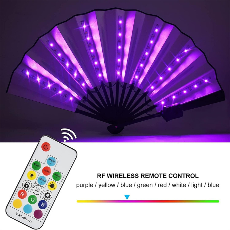LED Glowing Fan Multicolor Light Up Fan With Remote Control Luminous Party Fan Festival Fans China Handheld Fan Club Prop Gift
