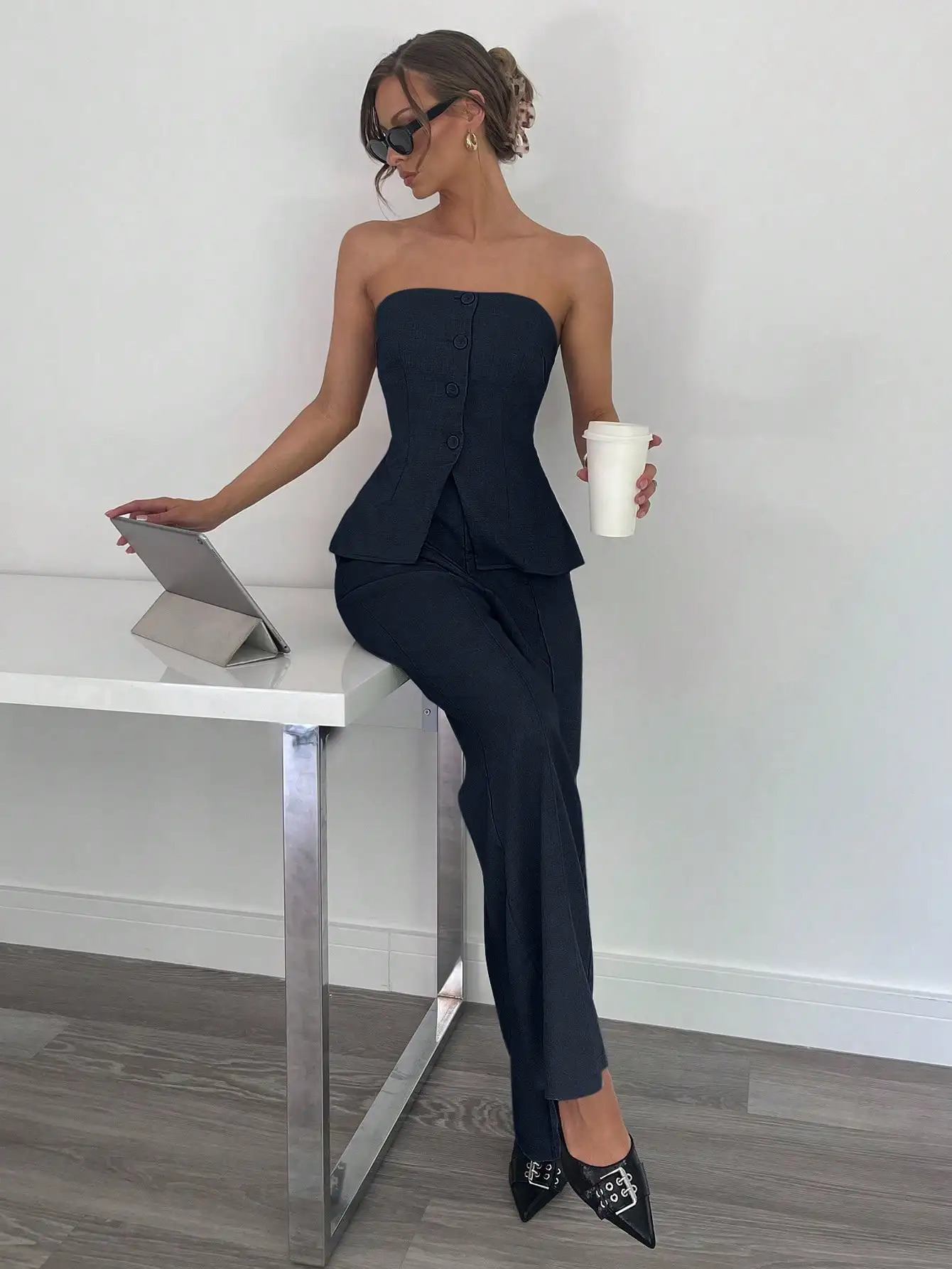 European and American Character Shoulder Pants Set 250407