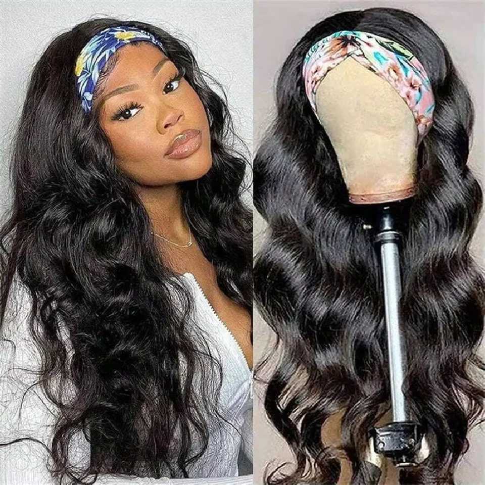 8 40 inches Body Wave Headband Wig Human Hair Bone Human Hair Wigs Full Machine Made Easy to Go 200 Density Human Hair Wigs W251107