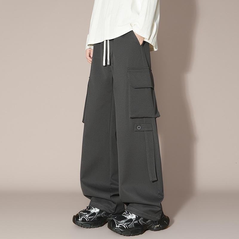 Mens work pants spring multi pocket casual loose straight mens highend clothing for runners y250322