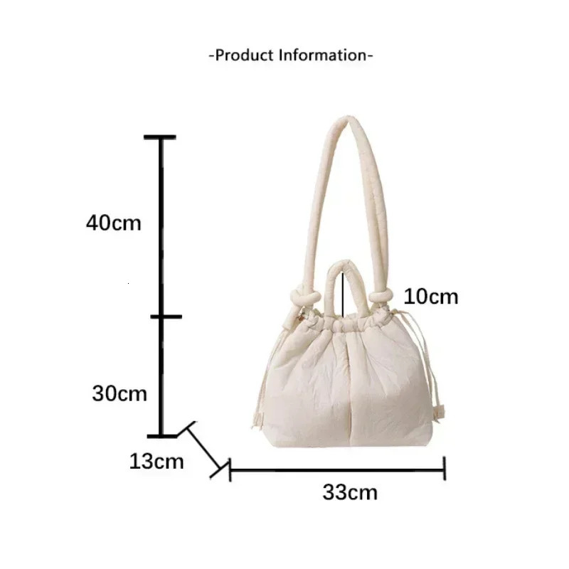 Casual Nylon Padded Tote Bag er Soft Puffer Women Shoulder Crossbody Bags Simple Vintage Large Capacity Handbags 2024250403