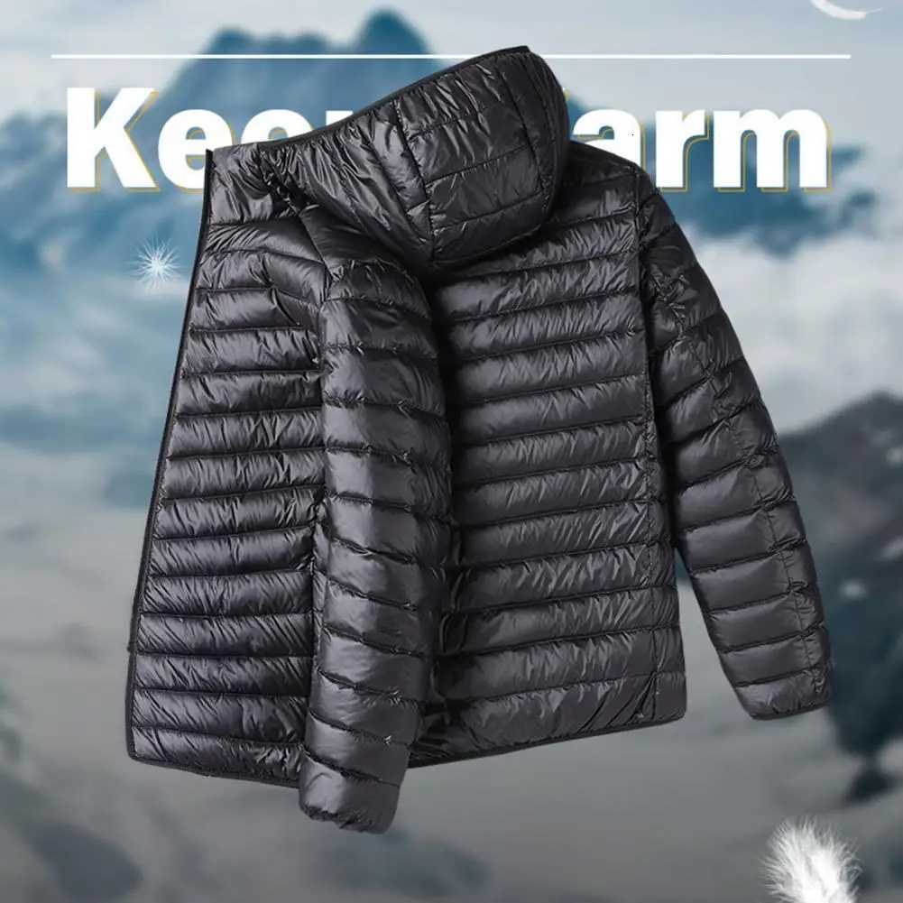 Men Winter Cotton Coat Hooded Long Sleeve Solid Color Lightweight Cotton Jacket Pockets Cold Weather Outerwear Street ClothingT251107