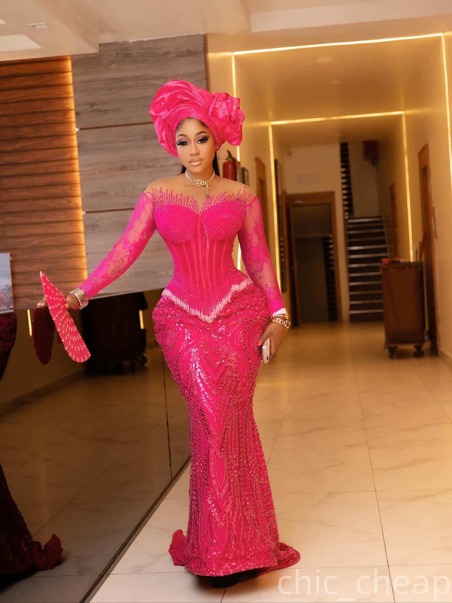 Aso Ebi Fuchsia Mermaid Prom Dresses 2026 Tassels Beaded Sequined Evening Formal Party Second Birthday Engagement Gowns Plus Size Dress For Special Oc