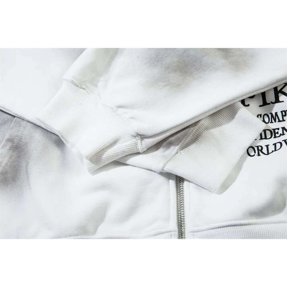 Distressed Double-Sided Printed Hoodies Mens High Street Autumn Pocket Loose Long Sleeve Hooded Outerwear Men