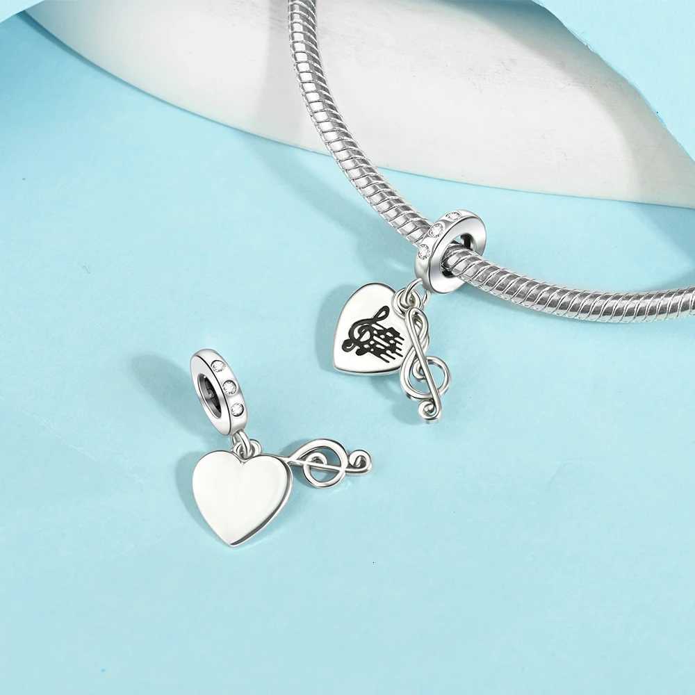 Music Musical Notes Chain 925 Sterling Silver Earphone Tape Dangle Charms Beads Pendant Fit Bracelet Necklace DIY Jewelry GiftXJ251107
