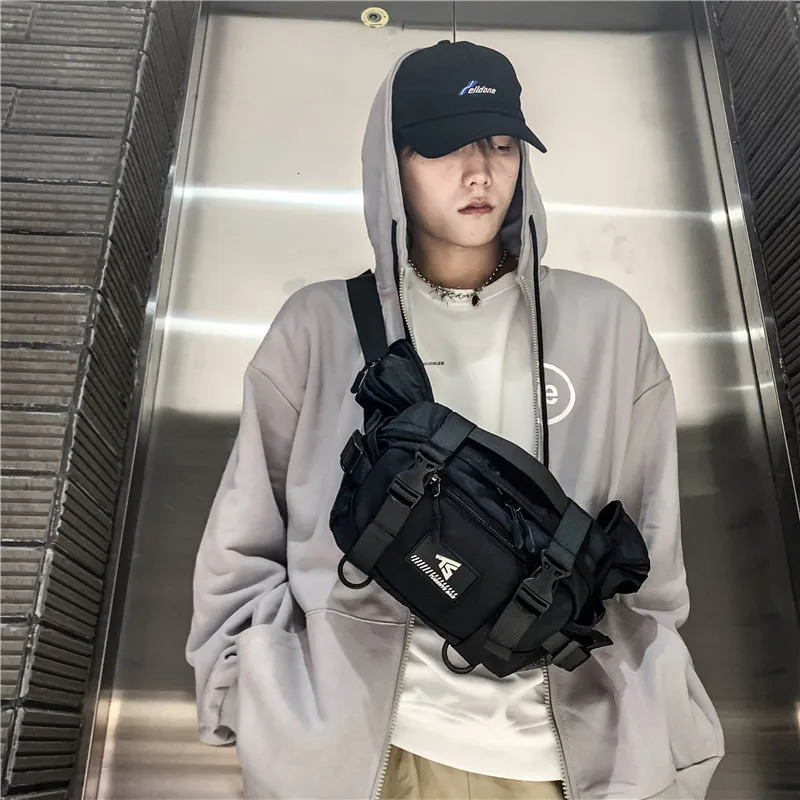 Multi functional sports hip-hop punk cross bag mens Techwear waterproof Fanny Pack Street casual shoulder bag 250402