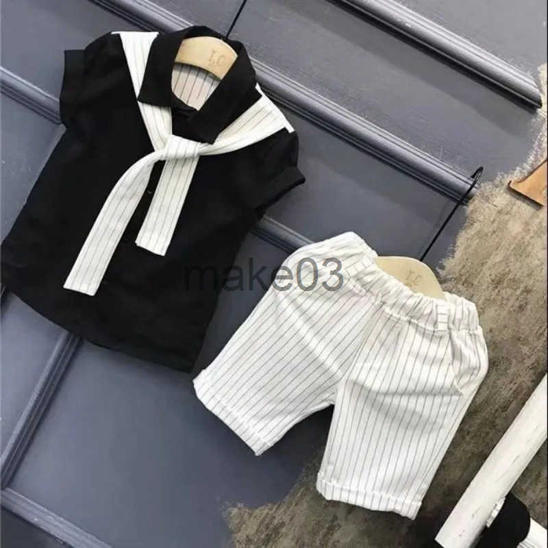 Childrens new cool summer clothing little boys short sleeved shirt and 2-piece set J250403