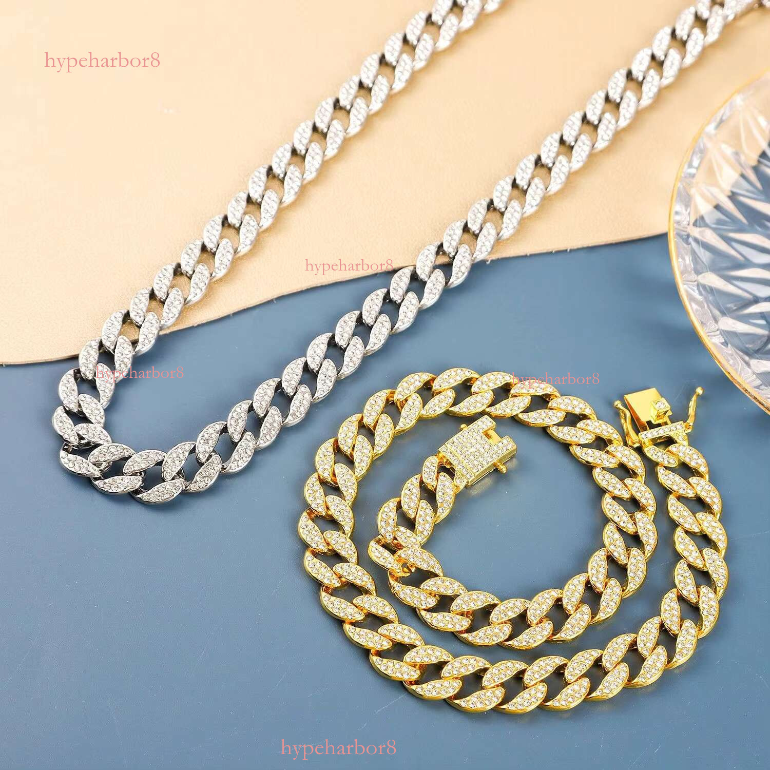 Cuban Chain Jewelry Alloy and Women's Full Personality Wave Hip Hop Necklace Men's DMLA-036