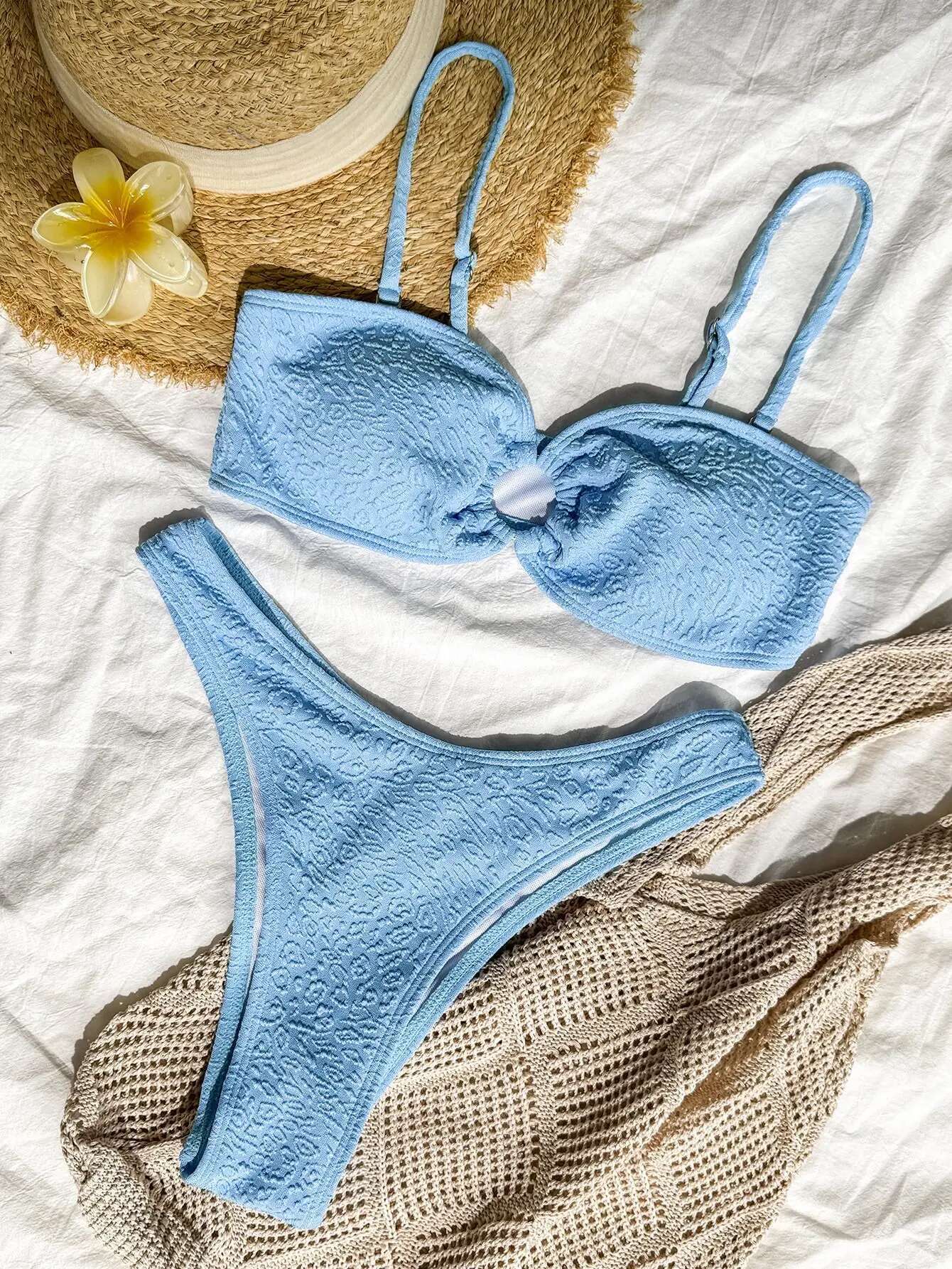 Dongdumaoyi Sexy Micro Bikini Mujer Women Halter Ring Linked Cut Out Push Up Swimsuit Summer Beach Bathing Suit Holiday Thong Swimwear