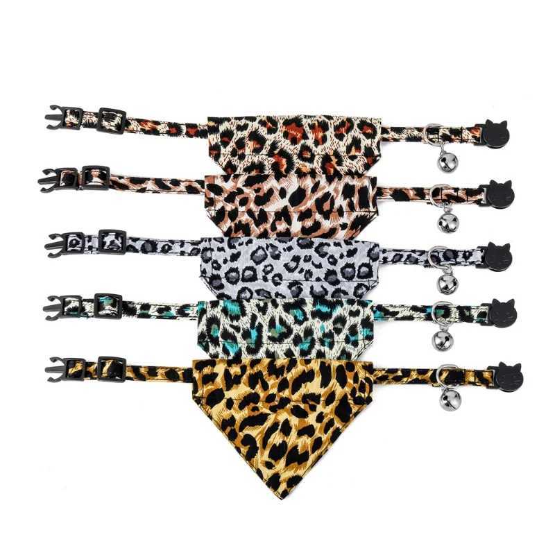 High Quality Dog collars leopard patterns scarves adjustable puppy collars dog collars dog collars pet grooming products T250407