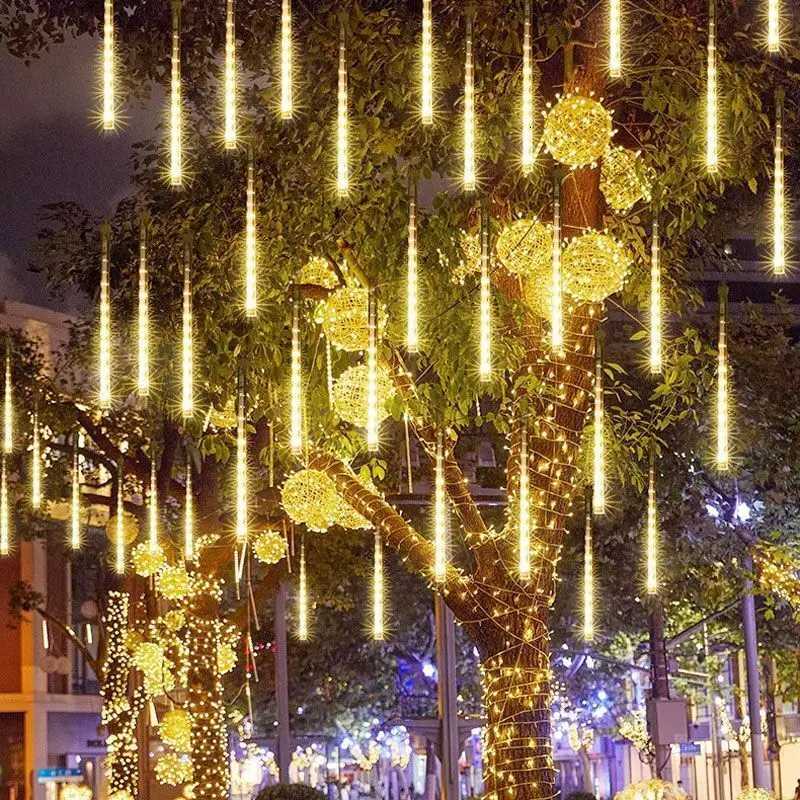 220V/110V LED Meteor Shower Lights Meteor Rain String Lights Wedding Christmas Outdoor Street Tree Decoration Holiday Lighting W251107