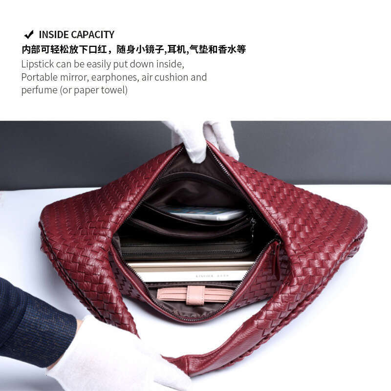 Hand woven fashionable armpit women's sile shoulder European and American style large capacity dumpg retro crescent bags, 2025 new casual fashion