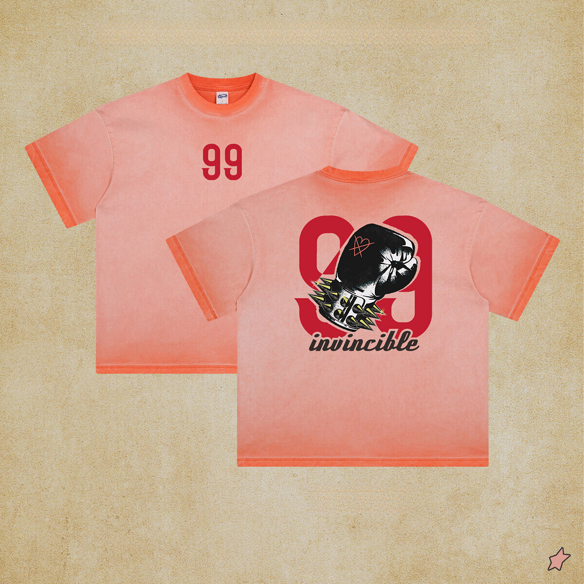 Chain fashion men's clothing | 2025 spring/summer vintage gradient T-shirt trendy brand loose wax printed pure cotton short sleeved shirt