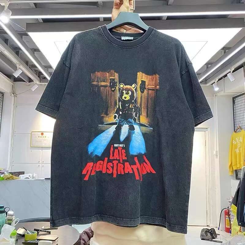 Spring Summer New Product The Same Drop-Out Bear Print Short-Sleeved T-Shirt Man