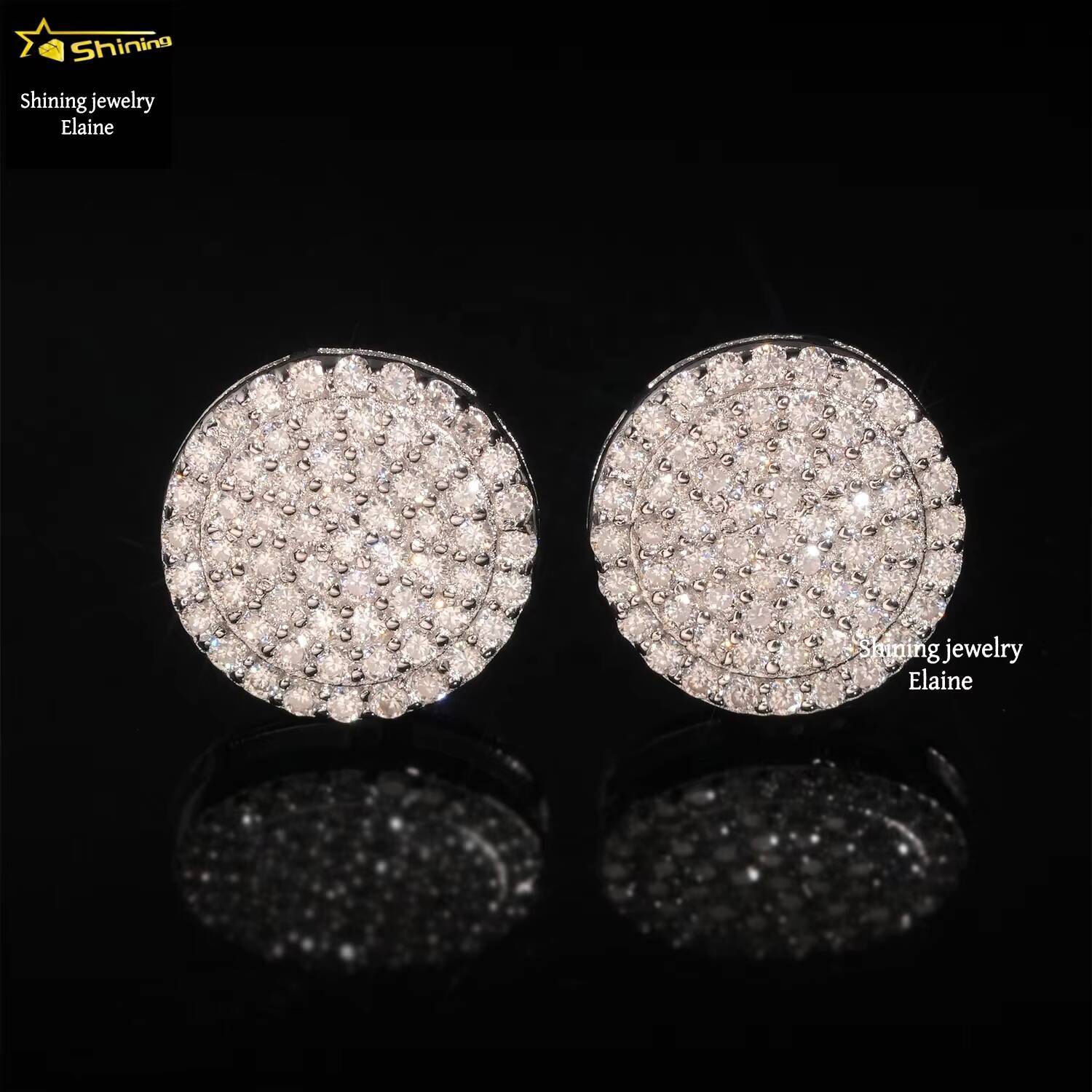 New Design Fashion Diamond Earrings Silver 925 D Color Vvs Moissanite Hip Hop Iced Out Stud Earrings