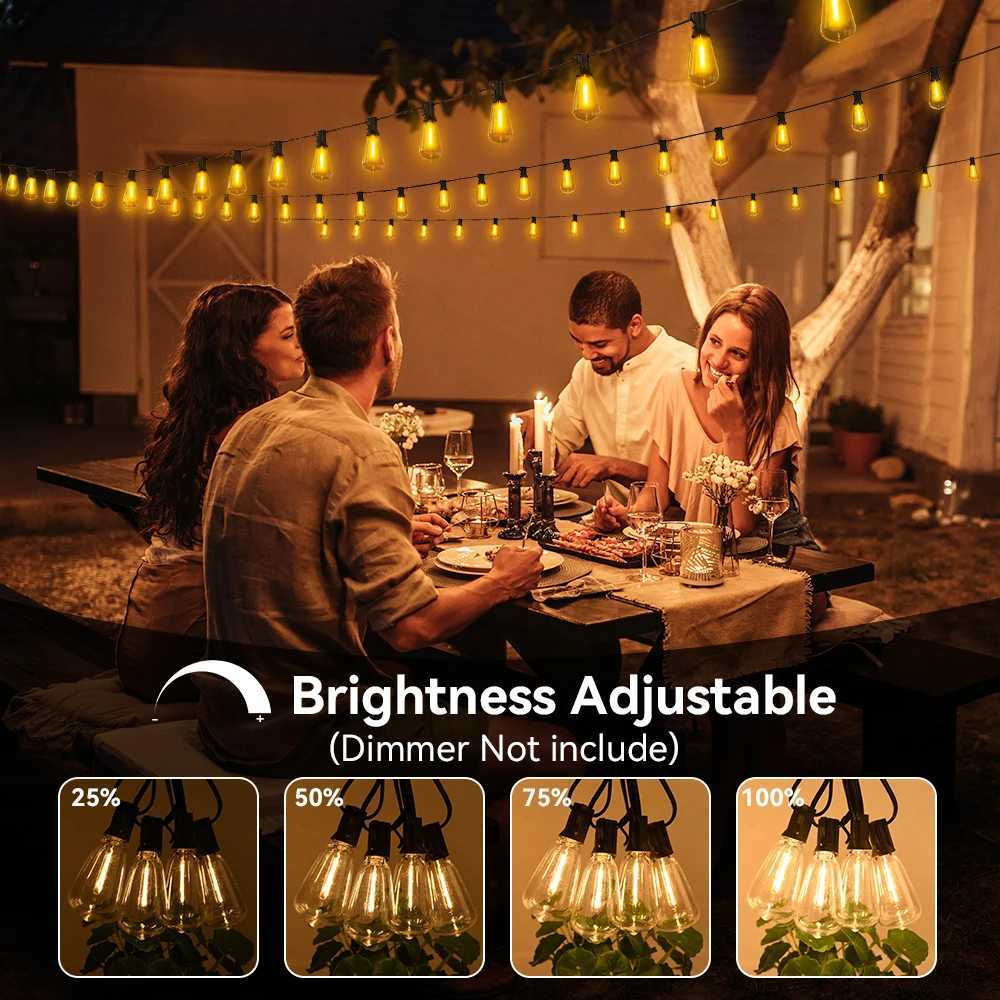 Outdoor String Light ST38 Patio Hanging Lights Garden Decorative Light String With Shatterproof LED Bulbs 2200K For Outside W251107