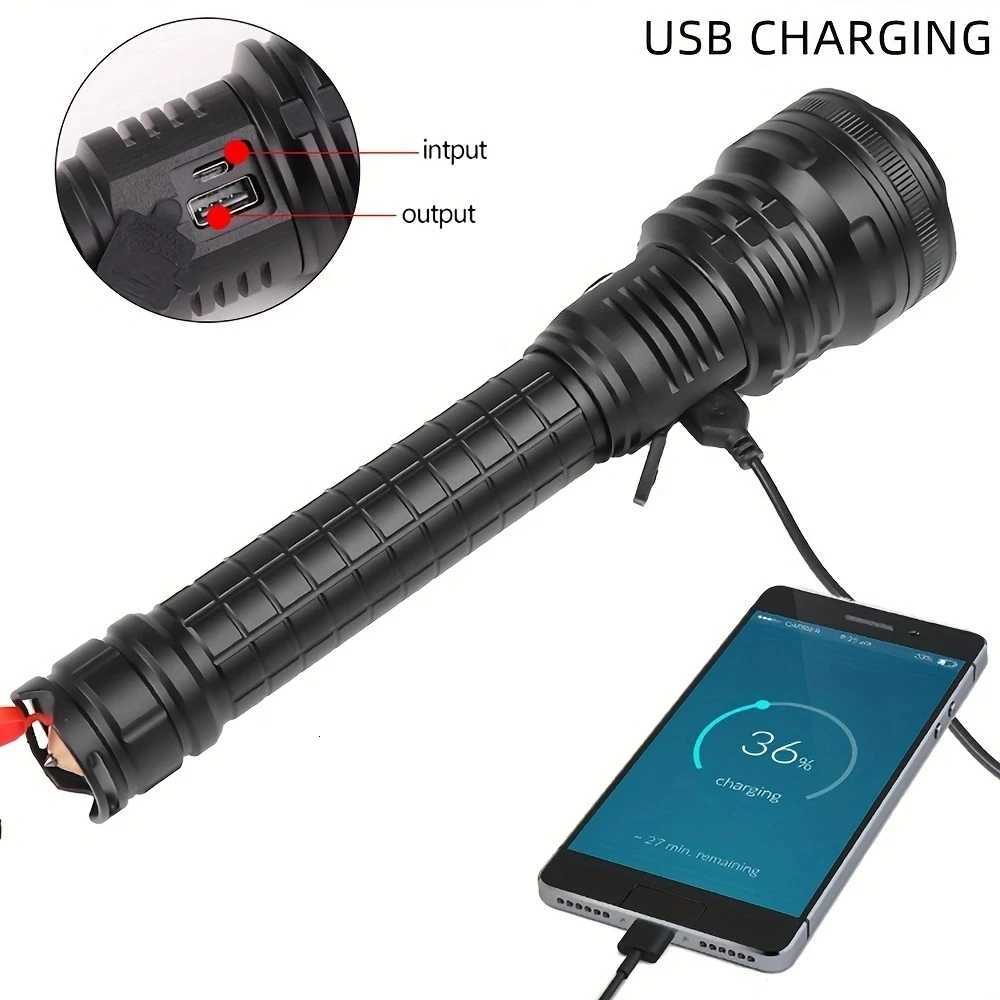 40W 5000 lumen XHP90 LED Zoom Most powerful Flashlight USB Rechargeable High Power Outdoor Patrol Camping Hunting Hiking TorchW251106