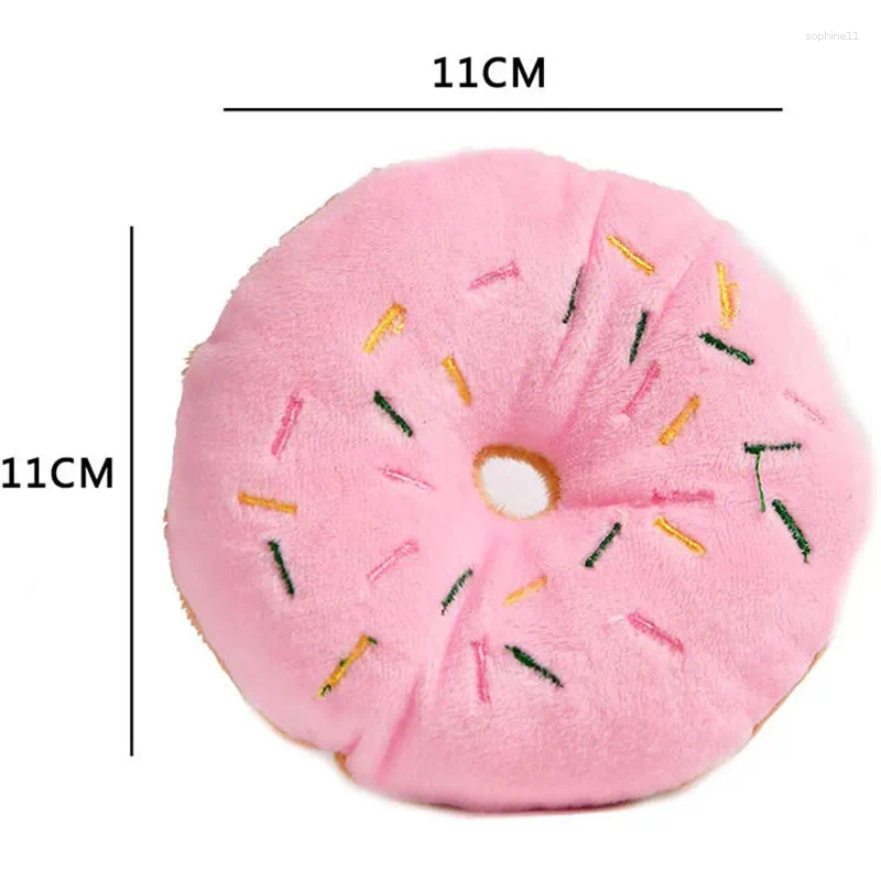 Update Soft Dog Donuts Plush Pet Toys For Dogs Chew Toy Cute Puppy Squeaker Sound Funny Small Medium Interactive
