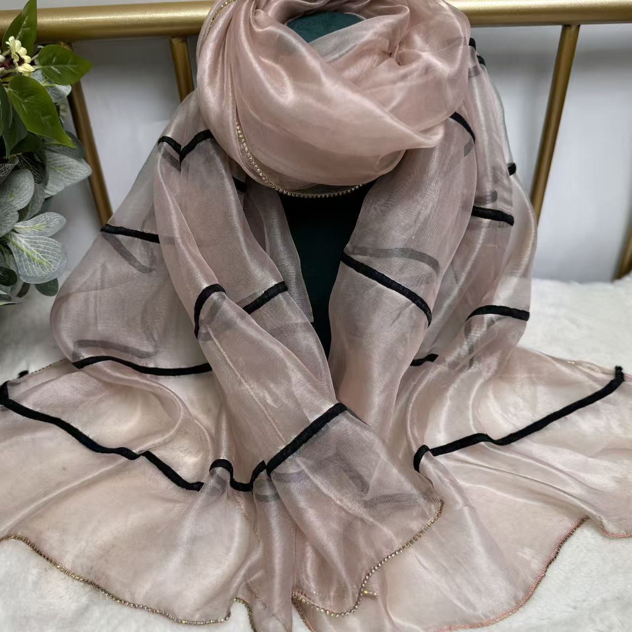 T431 scarf solid color silk scarf diamond chain mulberry silk scarf silk spring autumn winter all-match shawl thin new fashion