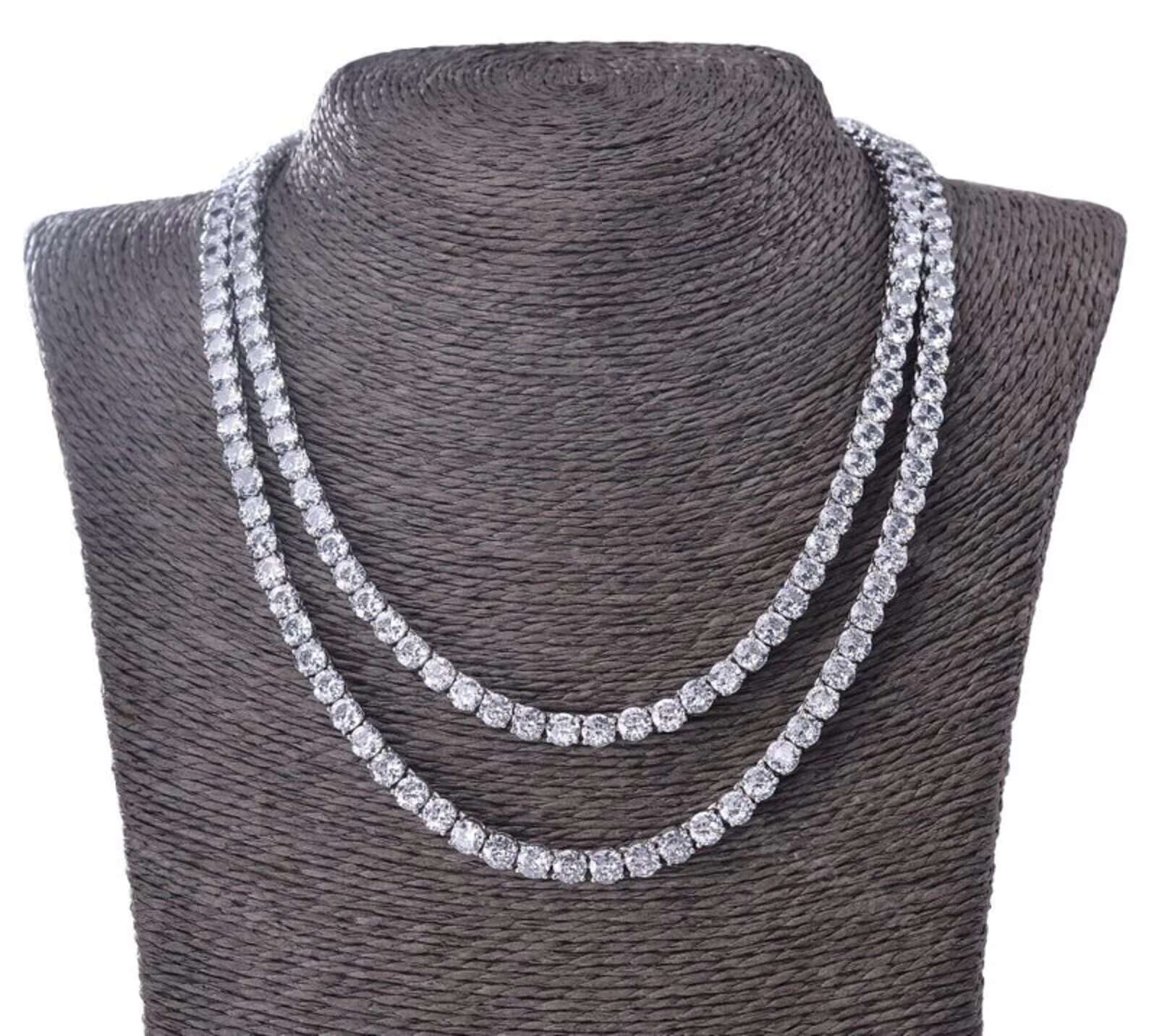 Hip Hop Diamond Necklace Shinning 925 Sterling Silver 6.5mm Flawless D Color VVS Lab Diamond Moissanite Tennis Chain