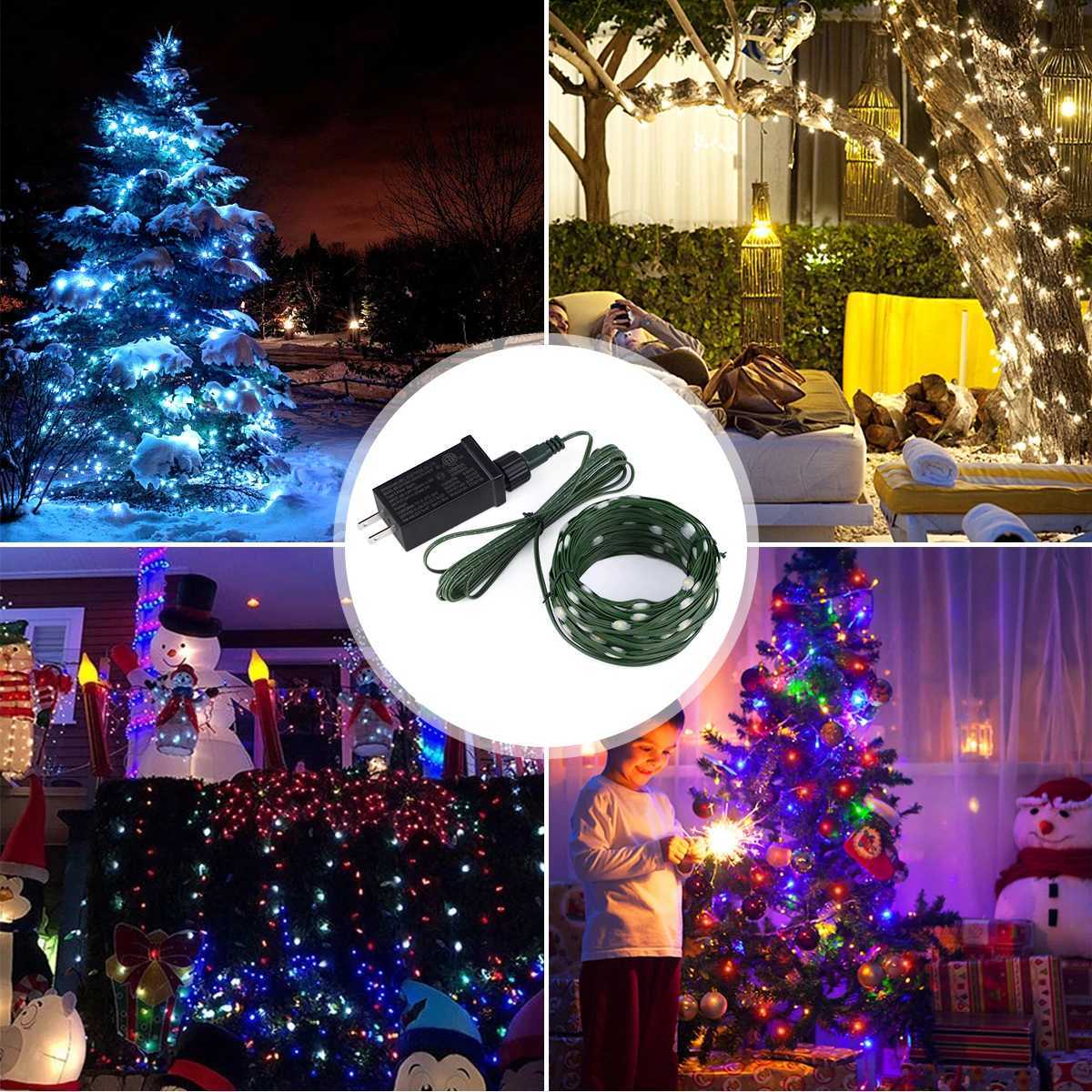 10M-100M Green Wire Outdoor LED String Lights Waterproof 100LED-800LED Fairy Garland Holiday Party Christmas Tree Wedding Decor W251107